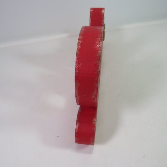 BELIEVE red wood shelf sitter w champagne gold accent 10 1/2" long - Picture 7 of 7